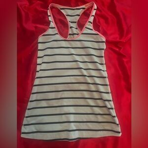 Lululemon Striped Tank Top with Pink Trim